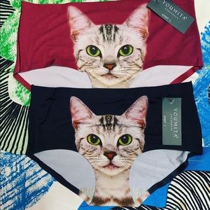 2 pair Girl Boutique Kitty Seamless Hipster Panty